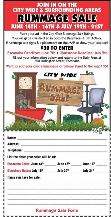 escanaba rummage sales.